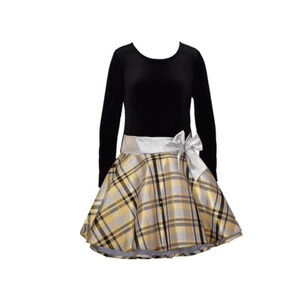 Bonnie Jean Plaid Skirt Dress Gold Toddler Girls Size 2T